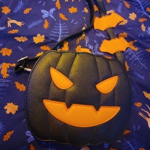 Angry Jack o lantern Pumpkin Leather Purse